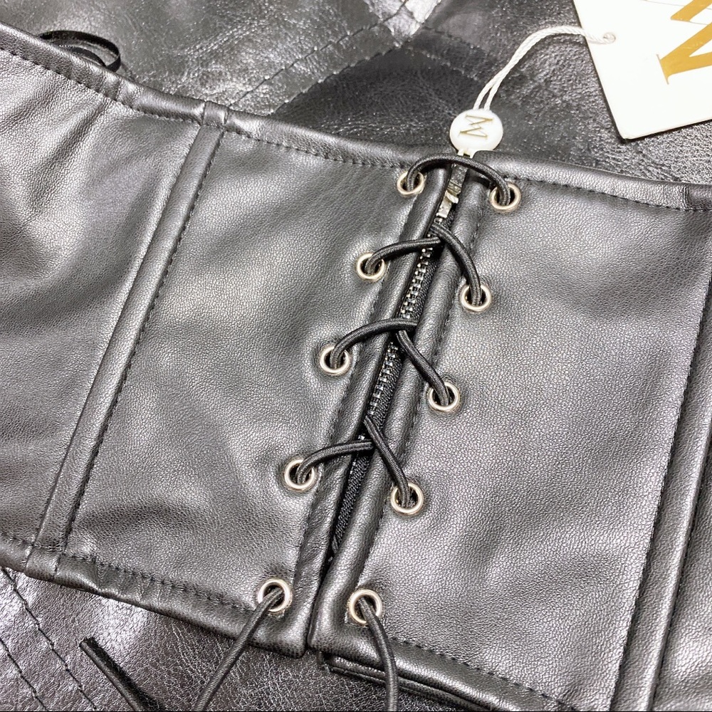 Meshki Faux Leather Zip Up Lace Up Corset - Picture 10 of 13
